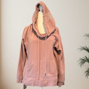 PEACE LOVE WORLD Mocha Pullover Hoodie with Inspirational Quotes – Size M